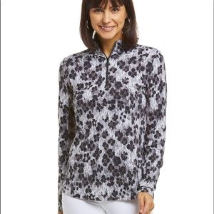IBKUL Top Le Leopard Black Animal Print Long Sleeve XL Golf Tennis PB Mobwife